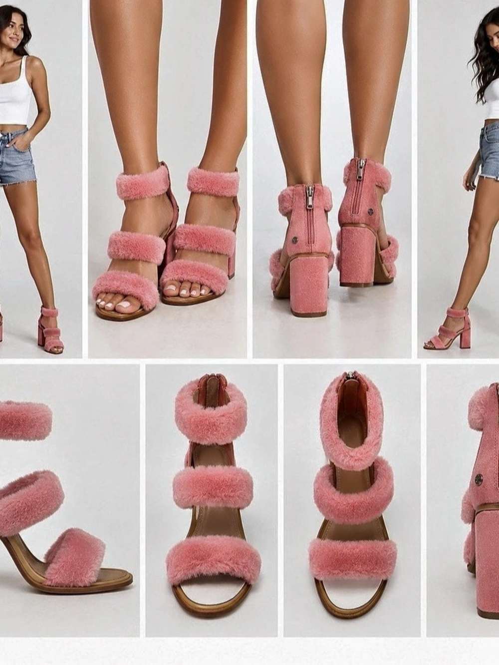 UGG W Del Rey Fluff Heel Pink US 7
